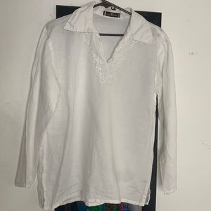 Small-Medium Sized White Cuban Style Guayabera